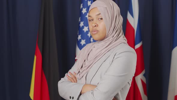 Portrait of Serious Female Muslim Politician