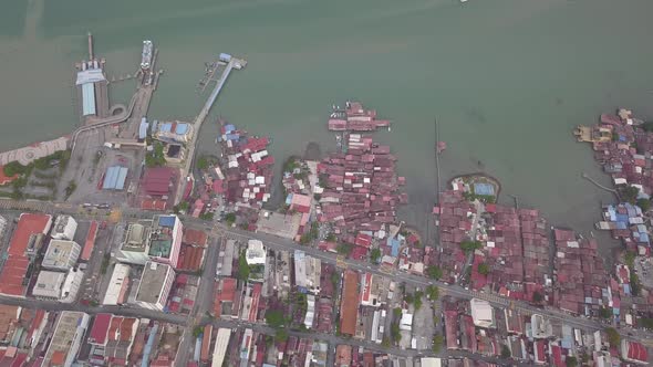 Aerial view look down heritage house