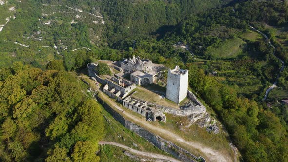 Aerial Of Anakopia Fortress And Iverskaya Mountain Abkhazia