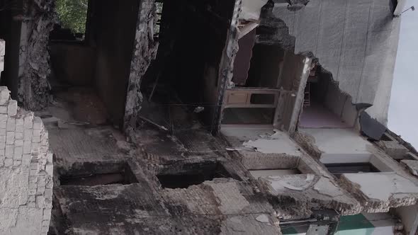 Vertical Video of a House Destroyed By the War in Ukraine