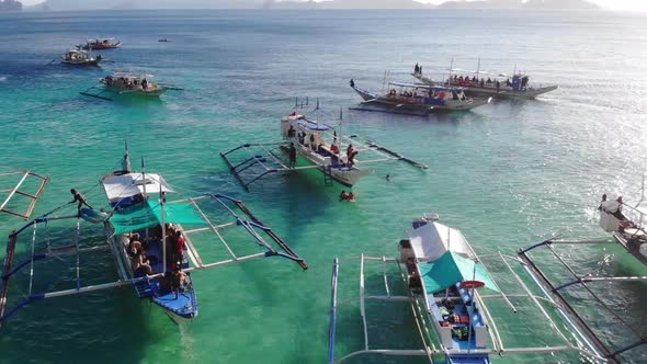 Aerial view of Boats with Tourist