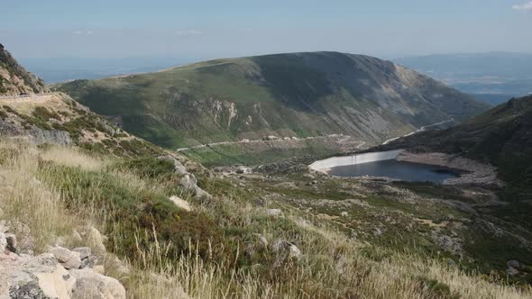 Dam Covao in Serra da Estrela, Portugal. Aerial panoramic view