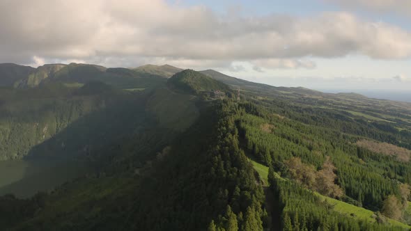 Aerial view of beautiful landscape at the Lagoa Azul.