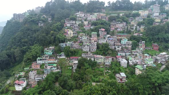 City of Gangtok in Sikkim India seen from the sky