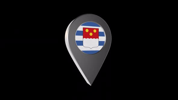 3d Animation Map Navigation Pointer With Flag Of Batumi (Georgia) With Alpha Channel - 2K