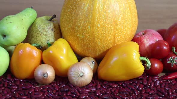 Beautiful Autumn Fresh Vegetables On The Table