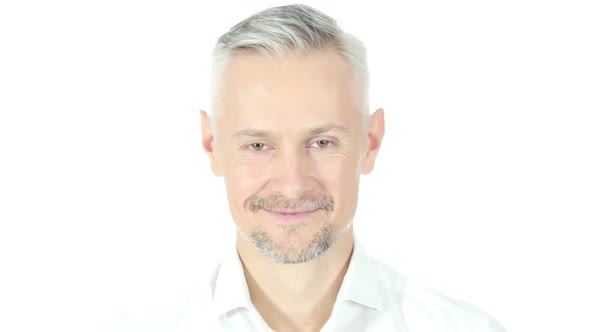 Close Up Of Smiling Man , Portrait On White Background