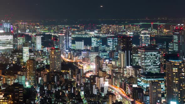 time lapse of Tokyo city at night, Japan