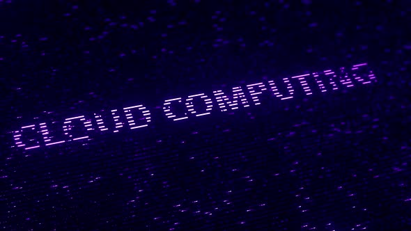 Purple CLOUD COMPUTING Words Made with Flying Particles