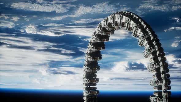 Futuristic Space Station on Earth Orbit alt