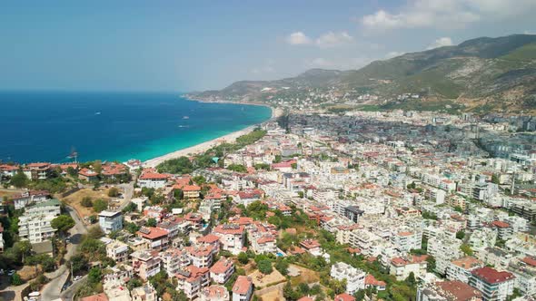 View From a Drone to the Seaport in Alanya