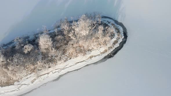 Top View Of Bird Island In South Poland - aerial shot