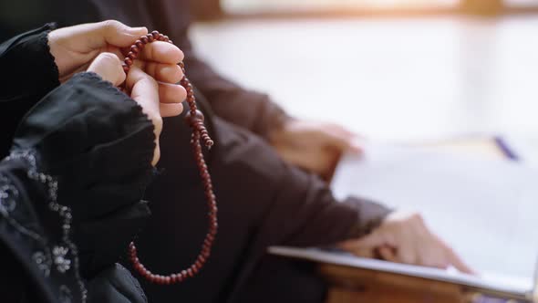 Asian Muslim Woman Praying and Prostrating at Home 08