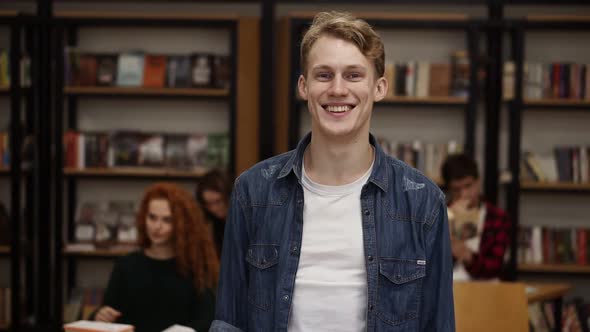 Close Up Portrait Attractive Young Man Laughing Enjoying Successful Lifestyle Achievement Cheerful