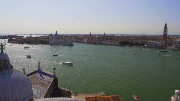 Old Architecture in Venice, Aerial View of Buildings and Grand Canal, Tourism