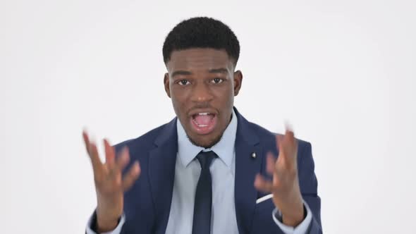 African Businessman Fighting Arguing on White Background