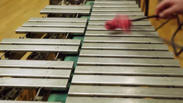 A Young Guy Playing the Vibraphone at a Music School