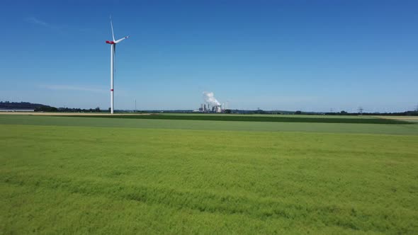 Windmills and Powerplant Weisweiler in Germany