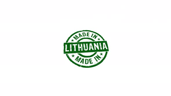 Made in Lithuania stamp and stamping isolated