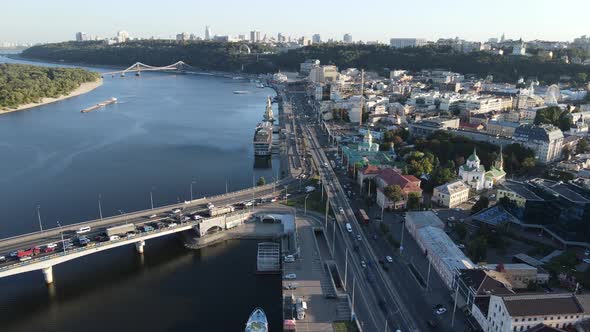 Kyiv Cityscape, Ukraine. Aerial View, Kiev. Slow Motion