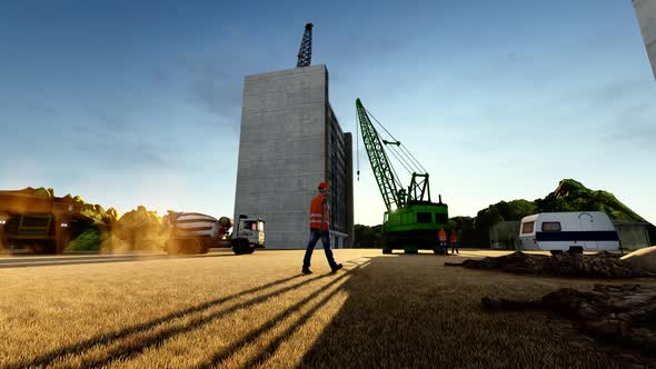 Building Construction And Worker alt