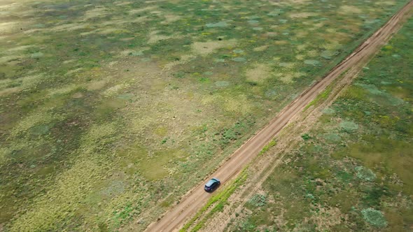 Car Driving at Countryside Way on Summer Day