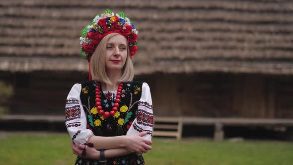 Ukrainian Woman in Traditional Ukrainian National Costume