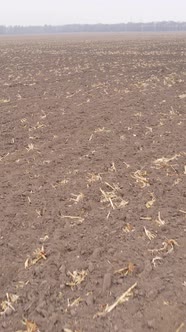 Vertical Video of a Field with Plowed Land in Autumn Slow Motion