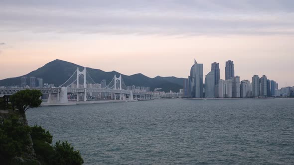 Pusan Cityscape with View of Gwangan Bridge and Busan South Korea