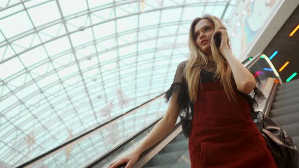 Woman Using Smartphone in Shopping Mall Close Up Shot  Stock Video