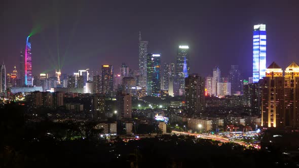 Timelapse Shenzhen with Illumination and Flashing Lasers