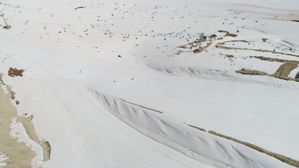 Snowy Mountains And Ski Center Aerial View 10