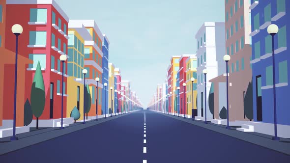 Low Poly City Loop Background 2 K