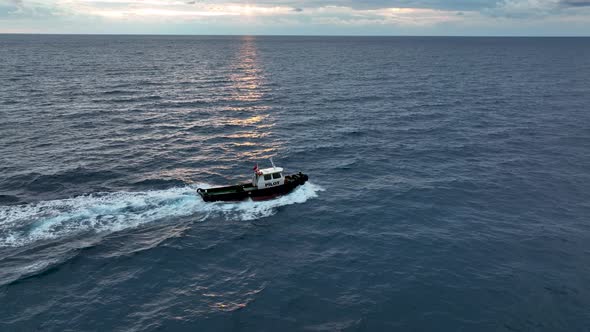 I Follow the Boat in the Open Sea Aerial View 4 k Turkey Alanya