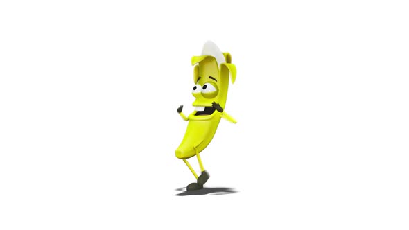 Banana Dancing A Groovy Dance on White Background