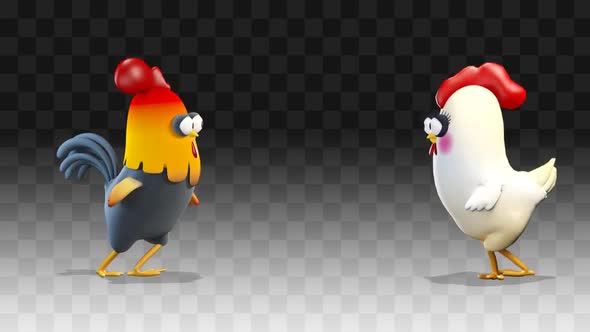 Rooster And Chiken Dancing