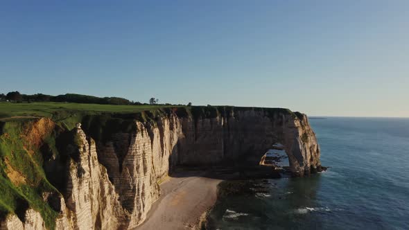 Natural Rocks on the Banks of the English Channel Forming Natural Arch Etretat