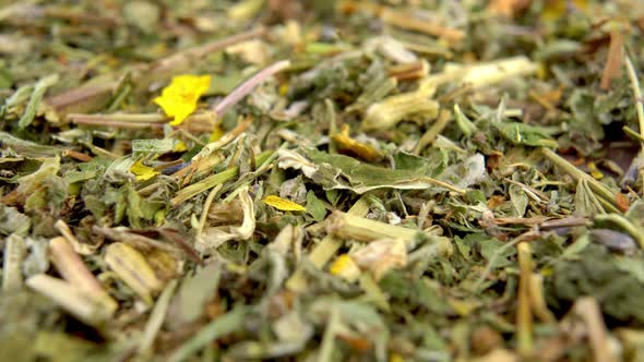 Dried herbal flower tea leaves close up. Macro