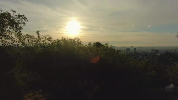 Los Angeles City at Sunrise. California, USA. Aerial View