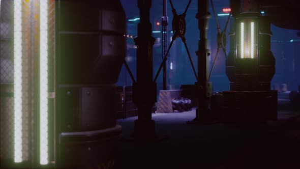 Neon Lights of Futuristic Sci Fi City alt