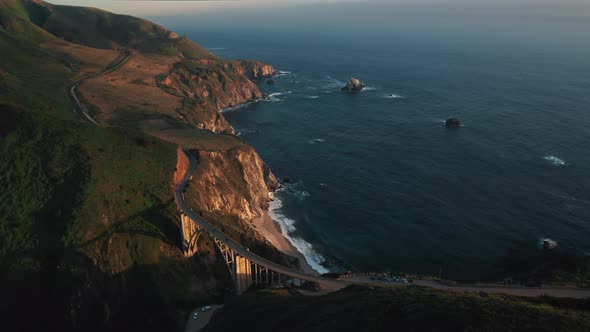 Sun Is Going Down and the Last Sun Light Is Shining Over Beautiful Rocky Coast