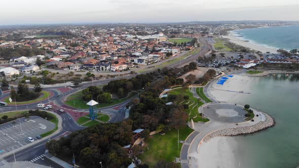 Aerial View of a Town near Beach