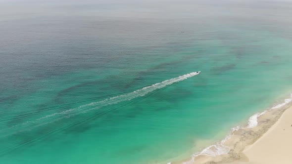 Aerial drone footage of the beautiful beach and coastline of Cape Verde (Capo Verde)