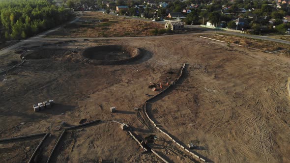 Aerial view of the construction of park.