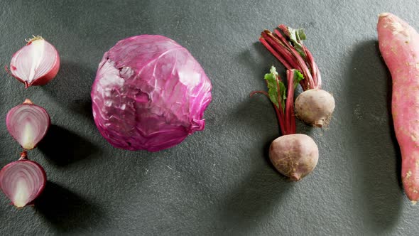 Various fresh vegetables on grey background 4K 4k