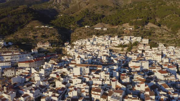 Aerial Drone View of Spain, Spanish Town in Mountains, Costa Del Sol, Andalusia (Andalucia), Europe,