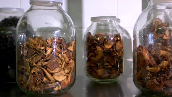 Dried Apples in Glass Jars