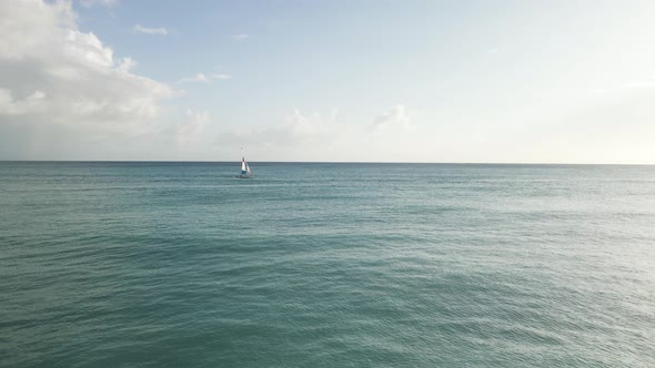 View Of The Sailing Sailboat On The Sea