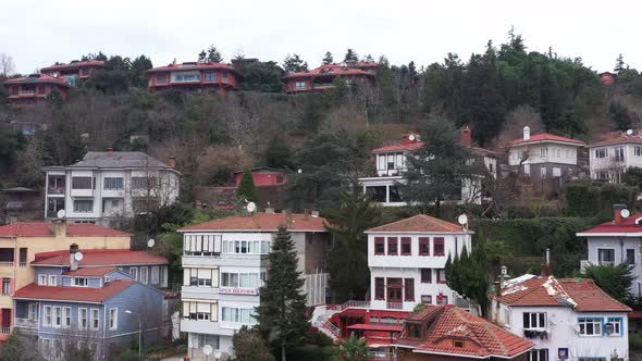 Istanbul Bosphorus Old Houses Aerial View 