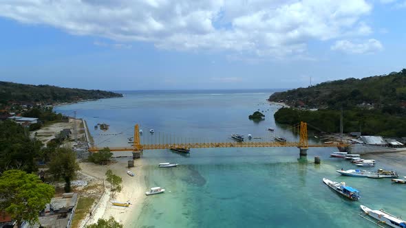 The Yellow Bridge Connecting Nusa Lembongan and Cennigan Islands in Bali